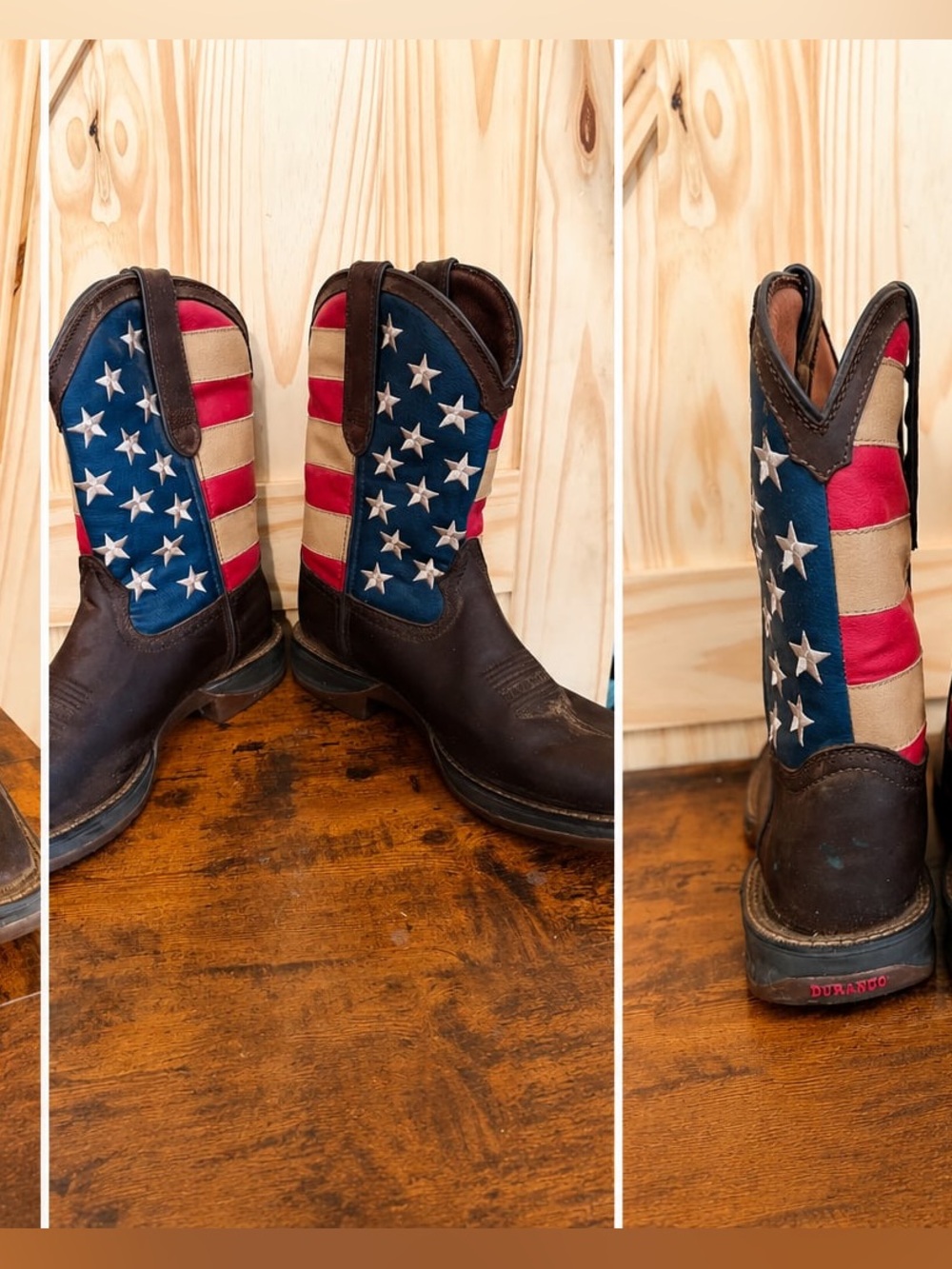 Durango Men's Brown Cowboy Boots with American Flag Shaft
